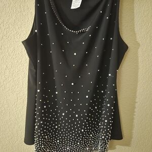 MSK Black Tank Top with Silver Studs